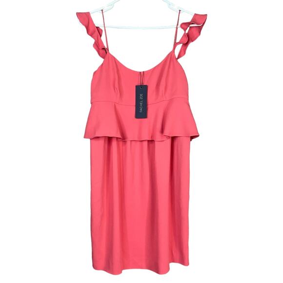 Rachel Zoe Bridgit Mini Dress Sleeveless Peplum Waist Sorbet Orange Size 4 NWT - Picture 1 of 9